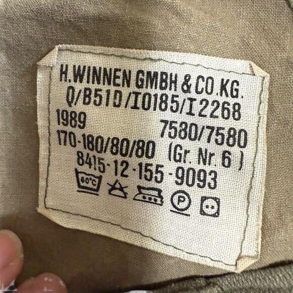 Vtg 80s H Winnen GMBH & Co army pants 6 Green Grunge Gorpcore Cargo Button Fly - Picture 8 of 14